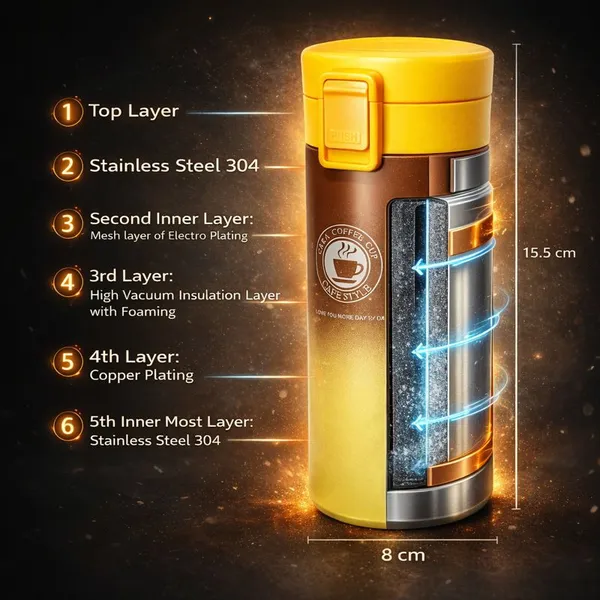 TXOR_STAX_PRIME,_380_ml_Double_Wall_Stainless_Steel_Vacuum_Insulated_Coffee_Flask_With_Safety_Lock_&_Sipper,_Brown_Yellow_Color_Hot_n_Cold_Tumbler