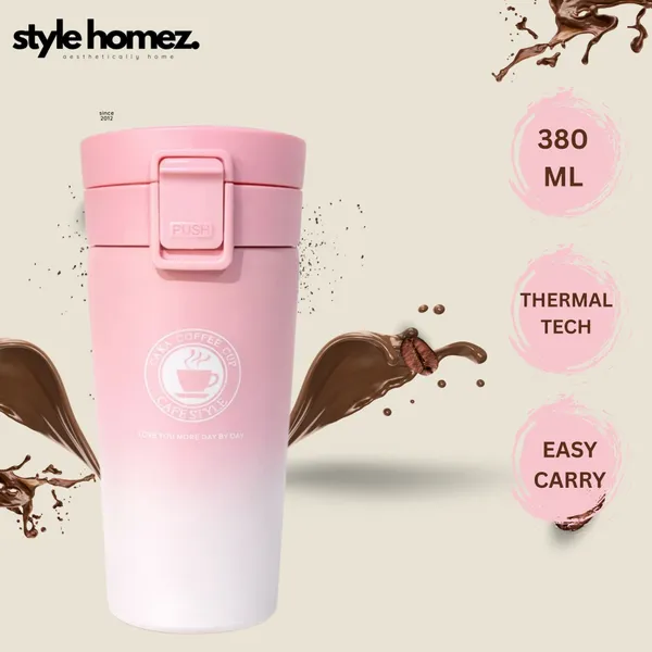 TXOR_STAX_PRIME,_380_ml_Double_Wall_Stainless_Steel_Vacuum_Insulated_Coffee_Flask_With_Safety_Lock_&_Sipper,_Pink_White_Color_Hot_n_Cold_Tumbler