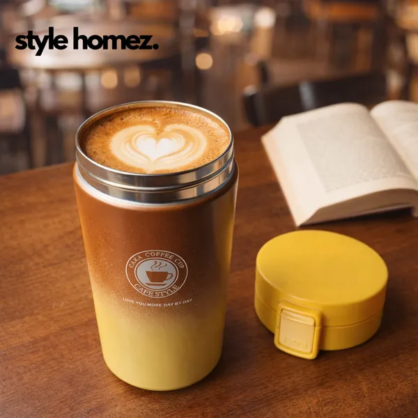 TXOR_STAX_PRIME,_380_ml_Double_Wall_Stainless_Steel_Vacuum_Insulated_Coffee_Flask_With_Safety_Lock_&_Sipper,_Brown_Yellow_Color_Hot_n_Cold_Tumbler