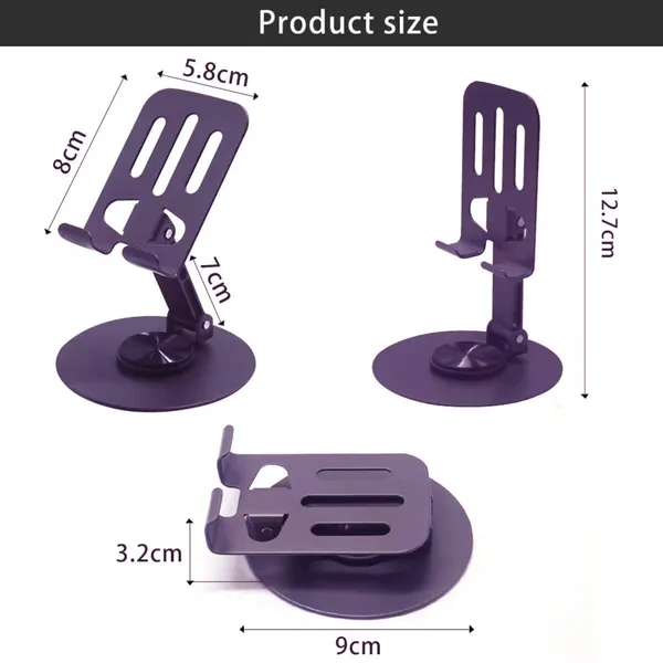 TXOR_CRIB60,_Portable_Desktop_360_Rotatable,_Height_Adjustable_&_Foldable_Smart_Phone_Stand_Holder_(Compatible_:_4"_-_12.9"),_Aluminum_Metal_Base_Purple_Color