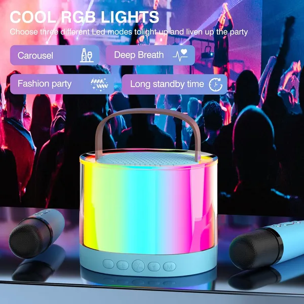 TXOR_MERAK,_Mini_Portable_Karaoke_Machine_with_1_Wireless_Mic_&_5W_Bluetooth_Large_LED_Speaker,_5-6_Hrs_Playtime_&_Voice_Changing_Effects,_Benin_Blue_Color