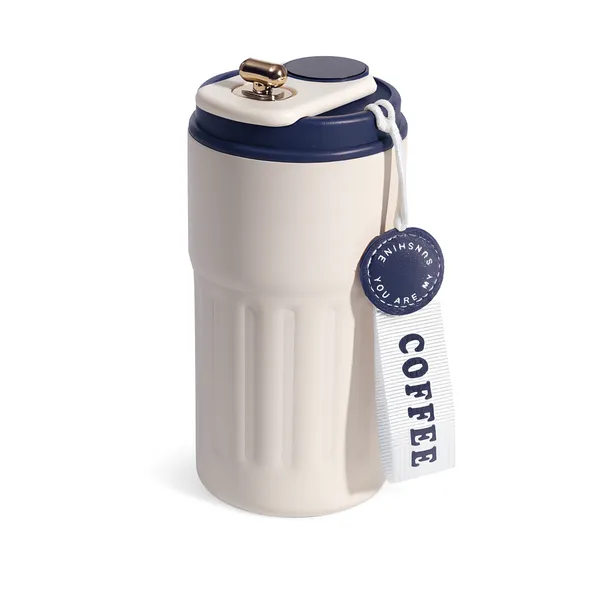 TXOR_ELLO_Coffee_Tumbler,_Double_Wall_Stainless_Steel_Vacuum_Insulated_410_ml_Thermal_Flask_With_Safety_Lid_Lock_&_LED,_Royal_Blue_Cream_Color