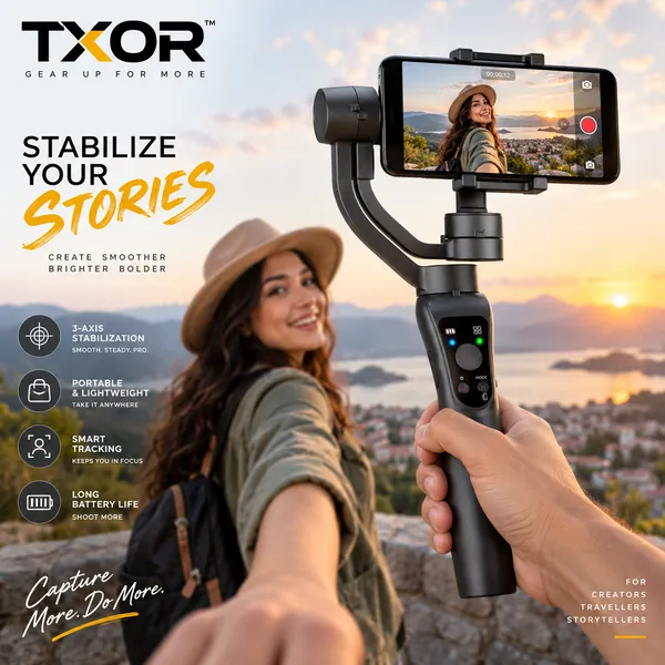 TXOR_ALPHA,_Three-AXIS_Handheld_4.0_Gimbal_Stabilizer_for_Smartphone,_Anti_Shake_System_&_Face_Tracking,_3-AXIS_Black_Color
