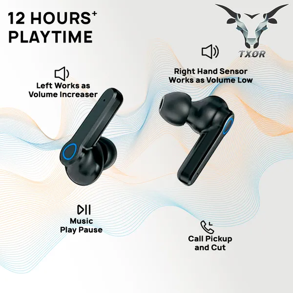 TXOR_DIME_TWS_EARBUDS,_IN-EAR_v5.1_Bluetooth,_IPX7_Waterproof_&_120_hrs_Playtime_With_LED_Display_and_Noise_Cancellation,_Black_Color_and_2200_mAh_Battery