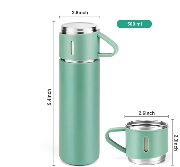 TXOR_TRIPLEE,_Stainless_Steel_Vacuum_Insulated_Flask_with_Set_of_3_Cups_Hot_&_Cold_12_Hours_BPA_Free_Thermos_500_ml,_Noir_Green_Color