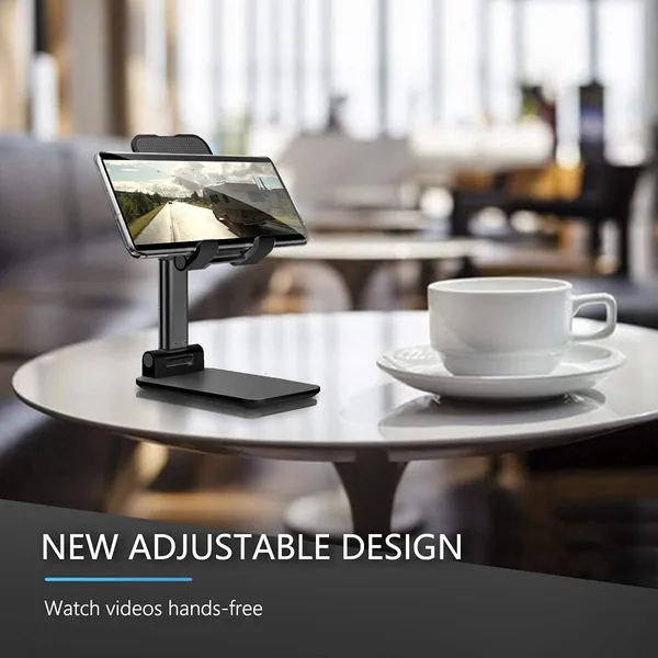 TXOR_REX90,_Portable_Desktop,_Height_Adjustable_and_Foldable_Smart_Phone_Stand_Holder_(Compatible_:_4"_-_12.9"),_ABS_Base_Black_Color