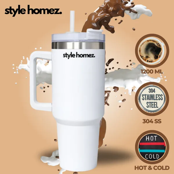TXOR_BRU-M8_Tumbler,_Double_Wall_Stainless_Steel_Vacuum_Insulated_1200_ml_Coffee_Flask_With_Safety_Lid_Lock_&_Straw,_White_Color