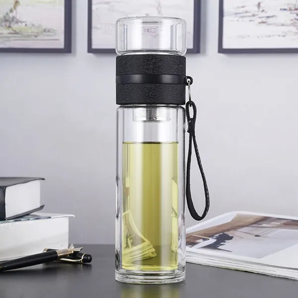 TXOR_INFUZE_PLUS,_Insulated_Borosilicate_Glass_Bottle_with_TEA_&_FRUIT_Infuser,_400_ml_with_Inbuilt_Cup_and_Mesh_Filter_Black_Color