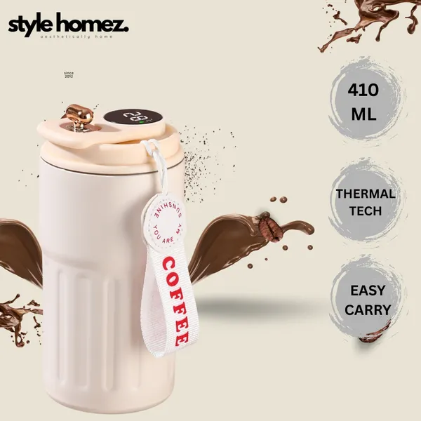 TXOR_ELLO_Coffee_Tumbler,_Double_Wall_Stainless_Steel_Vacuum_Insulated_410_ml_Thermal_Flask_With_Safety_Lid_Lock_&_LED,_Cream_Color