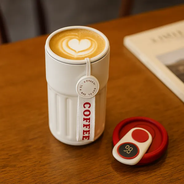 TXOR_ELLO_Coffee_Tumbler,_Double_Wall_Stainless_Steel_Vacuum_Insulated_410_ml_Thermal_Flask_With_Safety_Lid_Lock_&_LED,_Red_Cream_Color