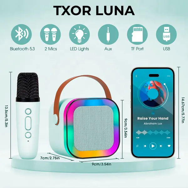 TXOR_LUNA,_Mini_Portable_Karaoke_5W_Bluetooth_LED_Speaker_with_Mic,_5-6_Hrs_Playtime_&_Voice_Changing_Effects,_Blue_Color