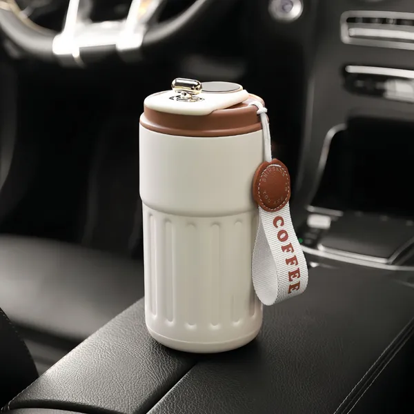 TXOR_ELLO_Coffee_Tumbler,_Double_Wall_Stainless_Steel_Vacuum_Insulated_410_ml_Thermal_Flask_With_Safety_Lid_Lock_&_LED,_TAN_Cream_Color