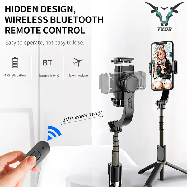 TXOR_ALEX,_One-AXIS_Gimbal_Stabilizer_for_Smartphone,_Extendable_Bluetooth_Selfie_Stick_&_Tripod,_1-AXIS_Black_Color