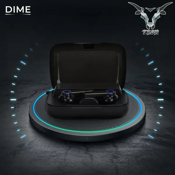 TXOR_DIME_TWS_EARBUDS,_IN-EAR_v5.1_Bluetooth,_IPX7_Waterproof_&_120_hrs_Playtime_With_LED_Display_and_Noise_Cancellation,_Black_Color_and_2200_mAh_Battery