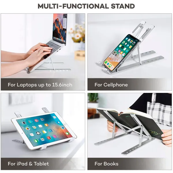 TXOR_OTONX6,_Laptop_Stand_for_Desk_with_Adjustable_Riser_&_360_Ventilated_for_10"_-_15.6_Laptops,_Silver_Color