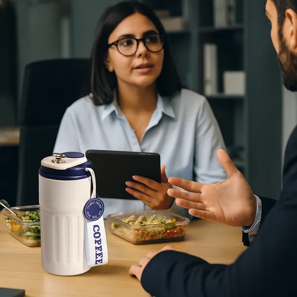 TXOR_ELLO_Coffee_Tumbler,_Double_Wall_Stainless_Steel_Vacuum_Insulated_410_ml_Thermal_Flask_With_Safety_Lid_Lock_&_LED,_Royal_Blue_Cream_Color
