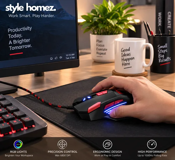 TXOR_BLOODBAT_V_2.0,_Nylon_Braided_Ergonomic_Design_Wired_Optical_Gaming_Mouse_With_RGB_Lighting_&_Upto_6800_DPI,_Black_Red_Color