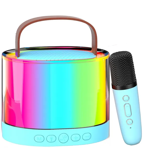 TXOR_MERAK,_Mini_Portable_Karaoke_Machine_with_1_Wireless_Mic_&_5W_Bluetooth_Large_LED_Speaker,_5-6_Hrs_Playtime_&_Voice_Changing_Effects,_Benin_Blue_Color
