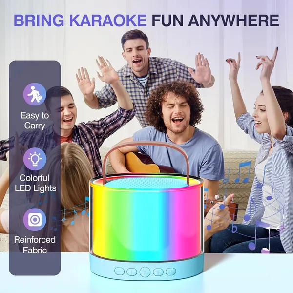 TXOR_MERAK,_Mini_Portable_Karaoke_Machine_with_1_Wireless_Mic_&_5W_Bluetooth_Large_LED_Speaker,_5-6_Hrs_Playtime_&_Voice_Changing_Effects,_Benin_Blue_Color
