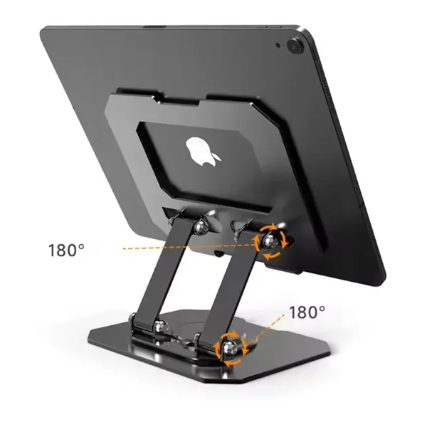 TXOR_MAZ-X40,_Foldable_&_Portable_Heavy_Duty_Aluminum_Tablet_Stand_with_360_Degree_Rotation_(Compatible_:_4.7"_-_12.9"),_Anti-Slip_Base_Black_Color