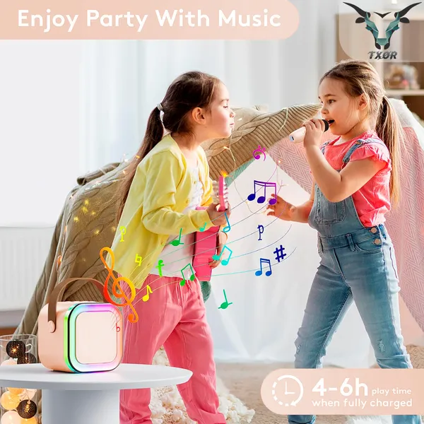 TXOR_LUNA,_Mini_Portable_Karaoke_5W_Bluetooth_LED_Speaker_with_Mic,_5-6_Hrs_Playtime_&_Voice_Changing_Effects,_Beige_Color