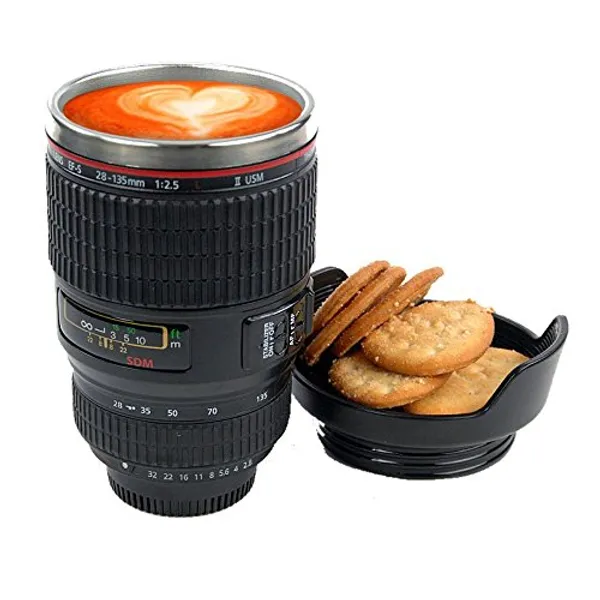 TXOR_CROXO,_Stainless_Steel_Camera_Lens_Coffee_Mug_Tumbler_with_Cookie_Holder_450_ml,_Black_Color