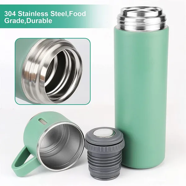 TXOR_TRIPLEE,_Stainless_Steel_Vacuum_Insulated_Flask_with_Set_of_3_Cups_Hot_&_Cold_12_Hours_BPA_Free_Thermos_500_ml,_Noir_Green_Color