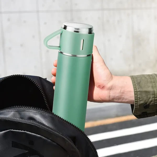 TXOR_TRIPLEE,_Stainless_Steel_Vacuum_Insulated_Flask_with_Set_of_3_Cups_Hot_&_Cold_12_Hours_BPA_Free_Thermos_500_ml,_Noir_Green_Color