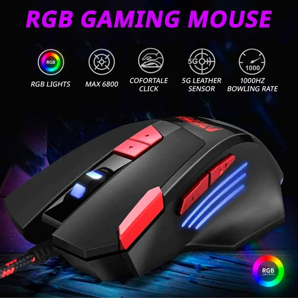 TXOR_BLOODBAT_V_2.0,_Nylon_Braided_Ergonomic_Design_Wired_Optical_Gaming_Mouse_With_RGB_Lighting_&_Upto_6800_DPI,_Black_Red_Color