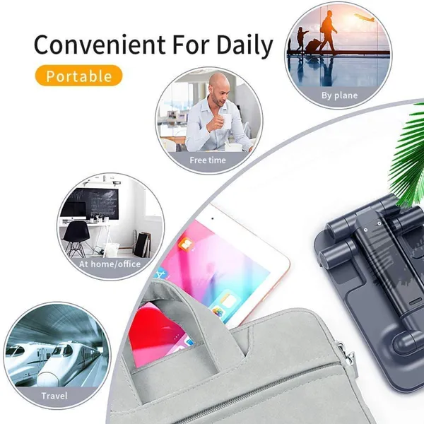 TXOR_REX90,_Portable_Desktop,_Height_Adjustable_and_Foldable_Smart_Phone_Stand_Holder_(Compatible_:_4"_-_12.9"),_ABS_Base_Black_Color