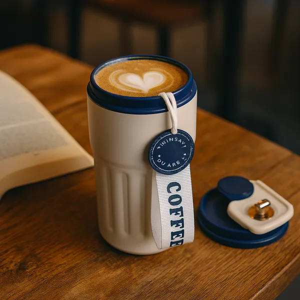TXOR_ELLO_Coffee_Tumbler,_Double_Wall_Stainless_Steel_Vacuum_Insulated_410_ml_Thermal_Flask_With_Safety_Lid_Lock_&_LED,_Royal_Blue_Cream_Color