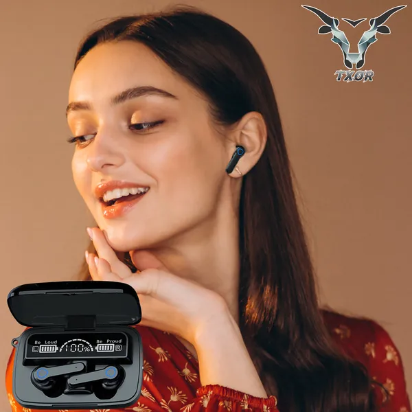 TXOR_DIME_TWS_EARBUDS,_IN-EAR_v5.1_Bluetooth,_IPX7_Waterproof_&_120_hrs_Playtime_With_LED_Display_and_Noise_Cancellation,_Black_Color_and_2200_mAh_Battery