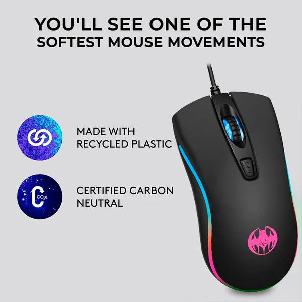 TXOR_BLOODBAT_ALPHA,_Soft_Feel_Ergonomic_Design_Wired_Optical_Gaming_Mouse_With_RGB_Lighting_&_upto_1600_DPI,_Black_Color