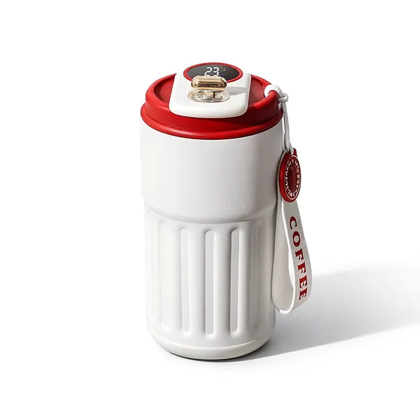 TXOR_ELLO_Coffee_Tumbler,_Double_Wall_Stainless_Steel_Vacuum_Insulated_410_ml_Thermal_Flask_With_Safety_Lid_Lock_&_LED,_Red_Cream_Color