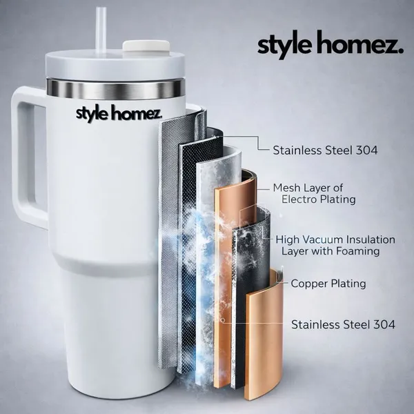 TXOR_BRU-M8_Tumbler,_Double_Wall_Stainless_Steel_Vacuum_Insulated_1200_ml_Coffee_Flask_With_Safety_Lid_Lock_&_Straw,_White_Color