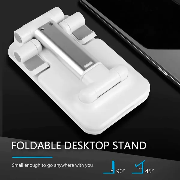 TXOR_REX90,_Portable_Desktop,_Height_Adjustable_and_Foldable_Smart_Phone_Stand_Holder_(Compatible_:_4"_-_12.9"),_ABS_Base_White_Color