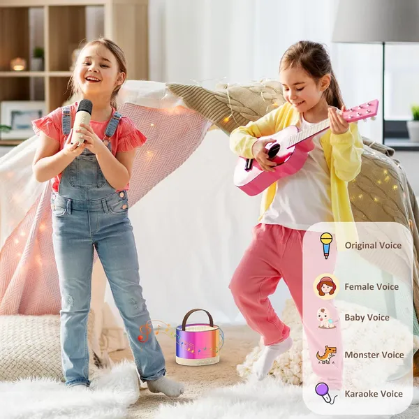 TXOR_MERAK,_Mini_Portable_Karaoke_Machine_with_1_Wireless_Mic_&_5W_Bluetooth_Large_LED_Speaker,_5-6_Hrs_Playtime_&_Voice_Changing_Effects,_Soft_Beige_Color