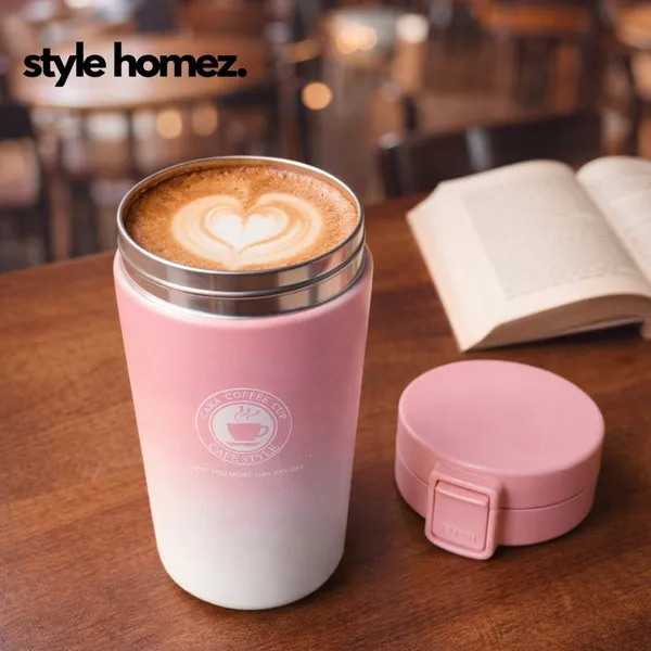 TXOR_STAX_PRIME,_380_ml_Double_Wall_Stainless_Steel_Vacuum_Insulated_Coffee_Flask_With_Safety_Lock_&_Sipper,_Pink_White_Color_Hot_n_Cold_Tumbler