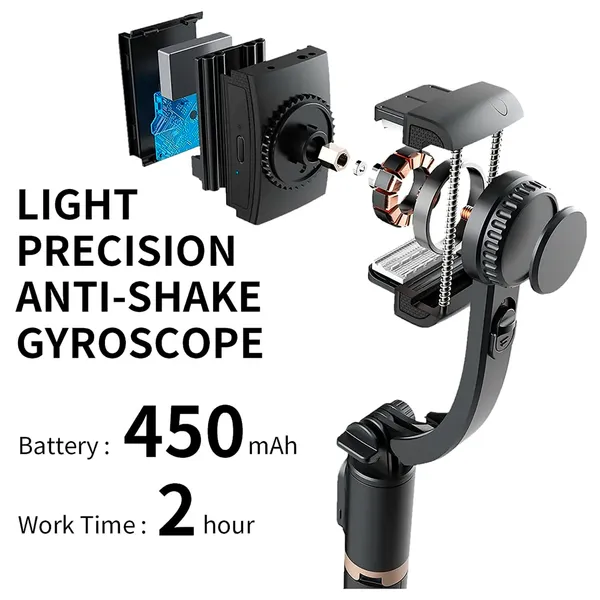TXOR_ALEX,_One-AXIS_Gimbal_Stabilizer_for_Smartphone,_Extendable_Bluetooth_Selfie_Stick_&_Tripod,_1-AXIS_Black_Color