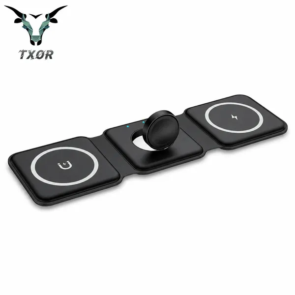 TXOR_AVA_X1,_3-in-1_Magnetic_Wireless_Charger,_15W_Fast_Charging_Dock_for_iPhone,_2.5W_for_Apple_Watch,_5W_for_AirPods,_Magnetic_Alignment,_Slim_&_Lightweight_Wireless_Charging_hub,_Black_Color