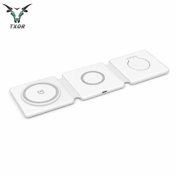 TXOR_AVA_X1,_3-in-1_Magnetic_Wireless_Charger,_15W_Fast_Charging_Dock_for_iPhone,_2.5W_for_Apple_Watch,_5W_for_AirPods,_Magnetic_Alignment,_Slim_&_Lightweight_Wireless_Charging_hub,_White_Color