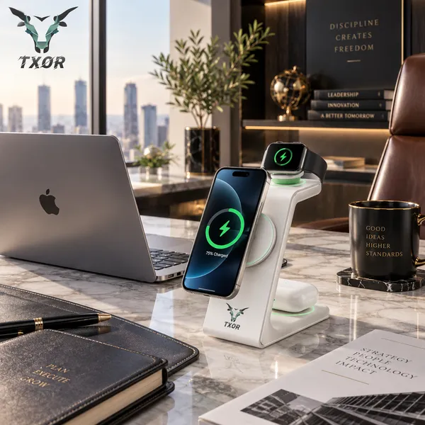 TXOR_MAGNA_X2,_3_in_1_Steady_Wireless_Charging_Dock_Station_with_15W_Fast_Charging_Stand_with_Magnetic_Suction,_Height_Adjustable_for_Iphone/Airpods_/watch,_White_Color