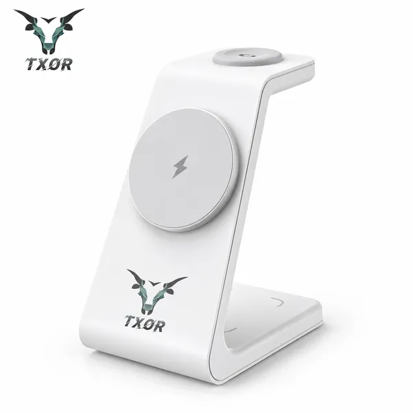 TXOR_MAGNA_X2,_3_in_1_Steady_Wireless_Charging_Dock_Station_with_15W_Fast_Charging_Stand_with_Magnetic_Suction,_Height_Adjustable_for_Iphone/Airpods_/watch,_White_Color