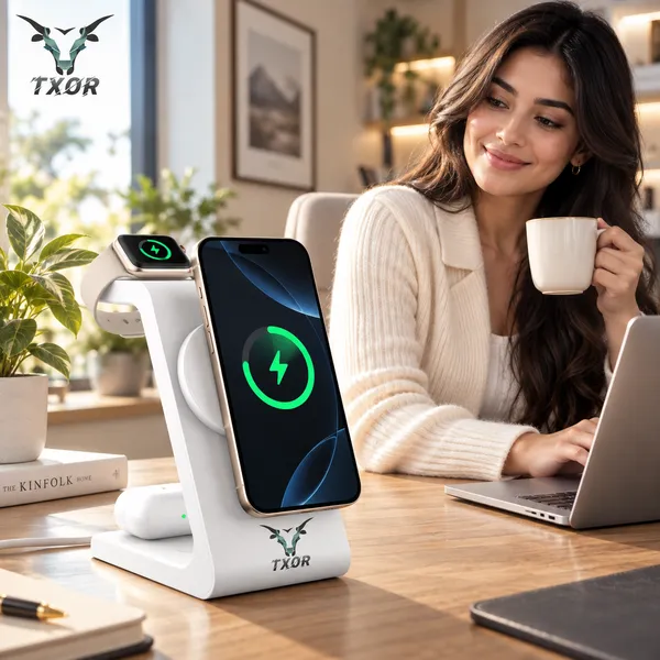TXOR_MAGNA_X2,_3_in_1_Steady_Wireless_Charging_Dock_Station_with_15W_Fast_Charging_Stand_with_Magnetic_Suction,_Height_Adjustable_for_Iphone/Airpods_/watch,_White_Color