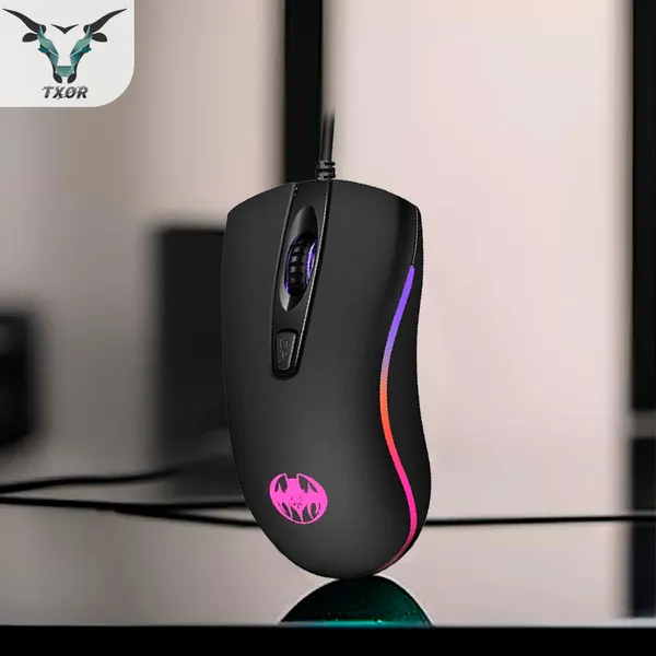 TXOR_BLOODBAT_ALPHA,_Soft_Feel_Ergonomic_Design_Wired_Optical_Gaming_Mouse_With_RGB_Lighting_&_upto_1600_DPI,_Black_Color