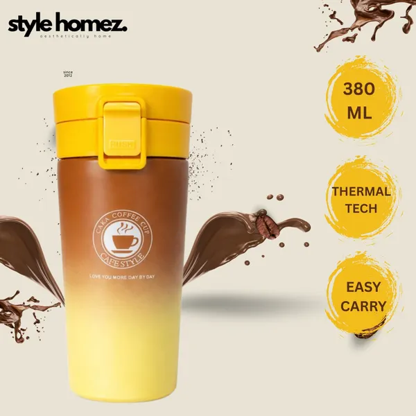TXOR_STAX_PRIME,_380_ml_Double_Wall_Stainless_Steel_Vacuum_Insulated_Coffee_Flask_With_Safety_Lock_&_Sipper,_Brown_Yellow_Color_Hot_n_Cold_Tumbler