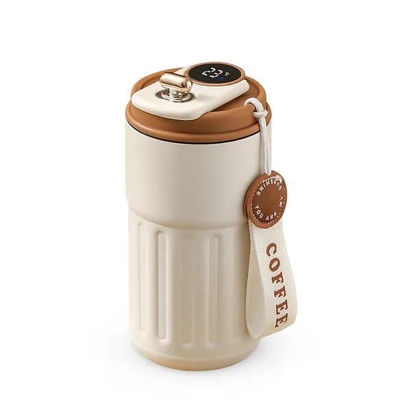 TXOR_ELLO_Coffee_Tumbler,_Double_Wall_Stainless_Steel_Vacuum_Insulated_410_ml_Thermal_Flask_With_Safety_Lid_Lock_&_LED,_TAN_Cream_Color