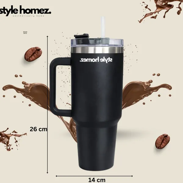 TXOR_BRU-M8_Tumbler,_Double_Wall_Stainless_Steel_Vacuum_Insulated_1200_ml_Coffee_Flask_With_Safety_Lid_Lock_&_Straw,_Black_Color