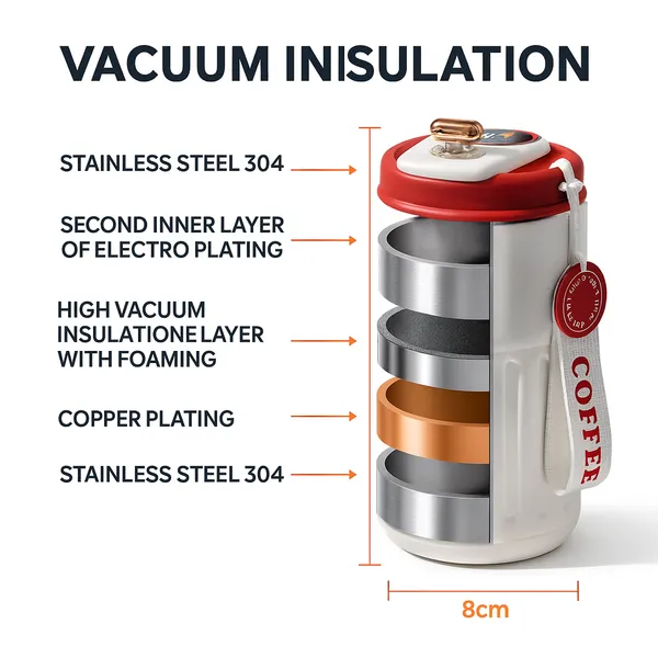 TXOR_ELLO_Coffee_Tumbler,_Double_Wall_Stainless_Steel_Vacuum_Insulated_410_ml_Thermal_Flask_With_Safety_Lid_Lock_&_LED,_Red_Cream_Color