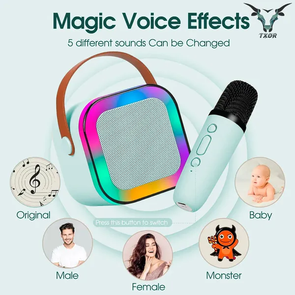 TXOR_LUNA,_Mini_Portable_Karaoke_5W_Bluetooth_LED_Speaker_with_Mic,_5-6_Hrs_Playtime_&_Voice_Changing_Effects,_Blue_Color